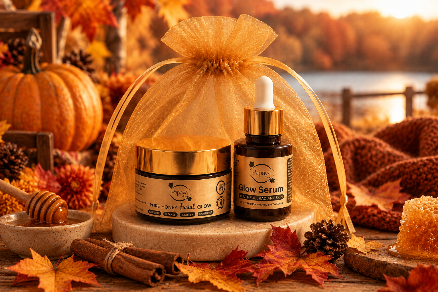 Papaya Glow Fall Bundle — Pure Honey Facial Glow and Glow Serum